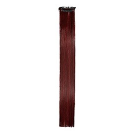 Stasia Street 24-Inch Straight Clip-On Strands Korean Synthetic Breatheable Hair Extensions for Women Natural Looking Instant Style, Volume & Length - RED WINE BURGUNDY