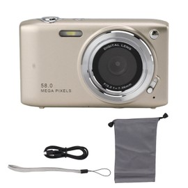 4K Digital Camera for Teens 58MP HD 2.88 Inch IPS Screen 16X Zoom Autofocus Pocket Compact Camera for Travel Photography Vlogging Gold