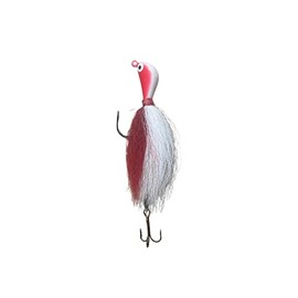 JB Lures LTB1-WHRT Lake Trout Bucktail Jig 1 Oz White/Red