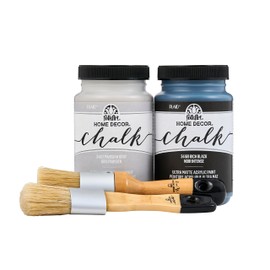 FolkArt Home Décor Chalk 8 fl oz Gray & Black Kit, Including 2 Ultra Matte 2 Piece, 96418 Paint and Brush Set