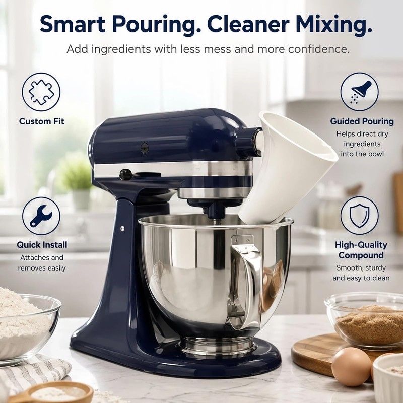Pouring Chute Attachment compatible with KitchenAid Artisan Stand Mixer