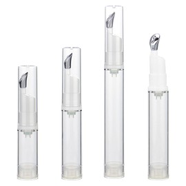 4pcs Airless Pump Bottles for Eye Cream Applicator Tool & Lip Gloss Tubes - 5/10/12/15ml Travel Containers with Metal Massage Tip