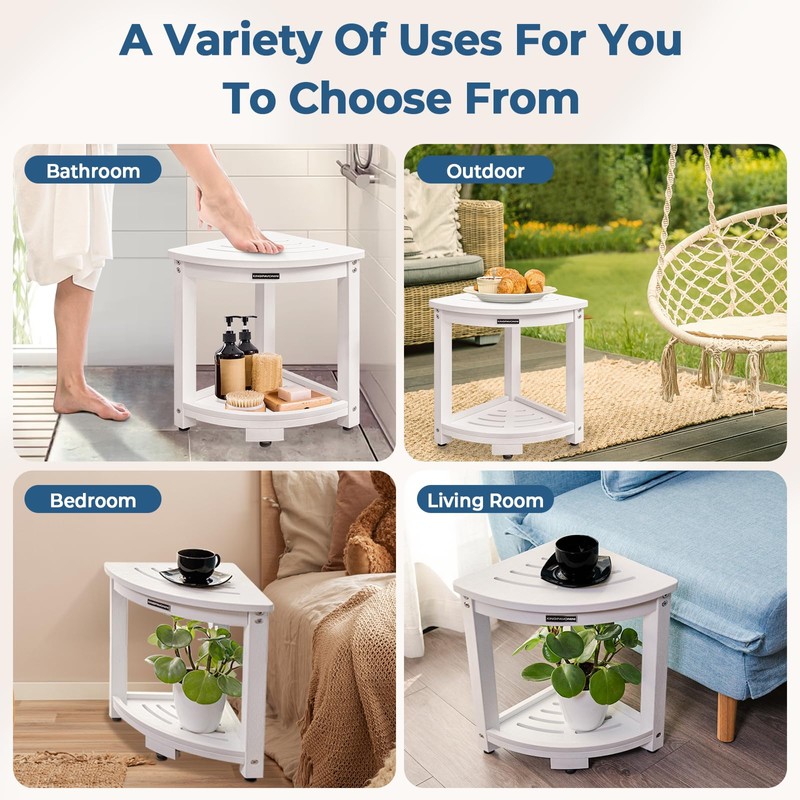 KingPavonini HDPS Corner Shower Stool for Inside Shower Waterproof, Anti-Fading