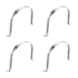 sourcing map 4Pcs Rigid Pipe Straps, 130mm(5.12") 304 Stainless Steel 2 Hole U-Shaped Bracket Tube Hanger Pipe Clamps for Fixing Pipe Cable