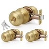 LOQRON Brushed Gold Keyed-NOT-Alike Flat Ball Door Knob with Keys