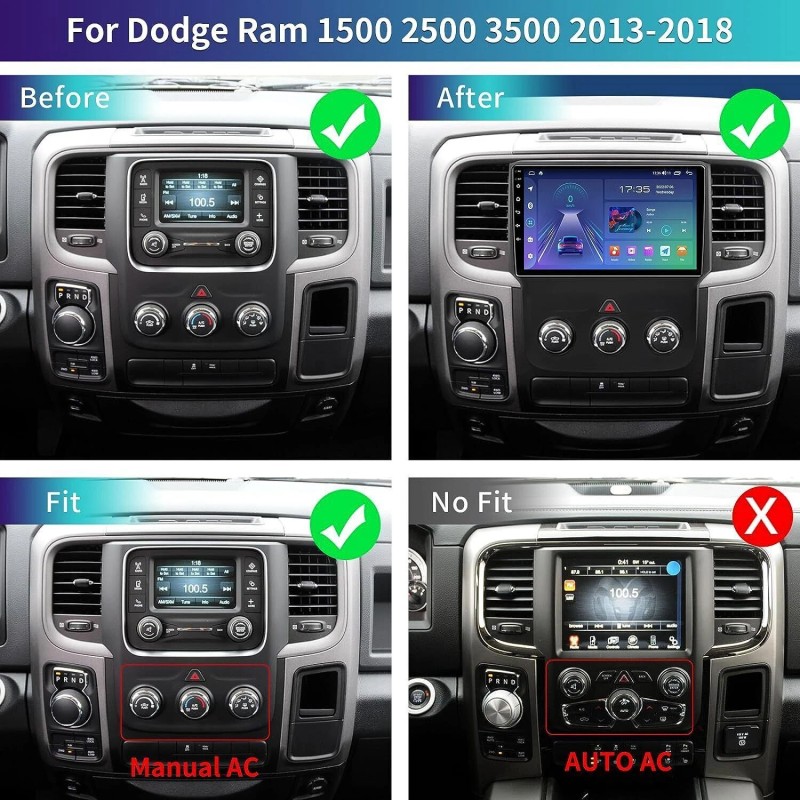 Fortdows For Dodge Ram 2013-2018 1500 2500 3500 CarPlay GPS