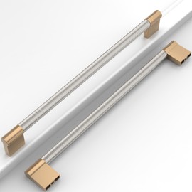 Coinkoly 10 Pack 10"(254mm) Brushed Satin Nickel and Champagne Bronze Cabinet Pulls Knurled Kitchen Cabinet Handles Drawer Pulls Cupboard Hardware for Cabinets