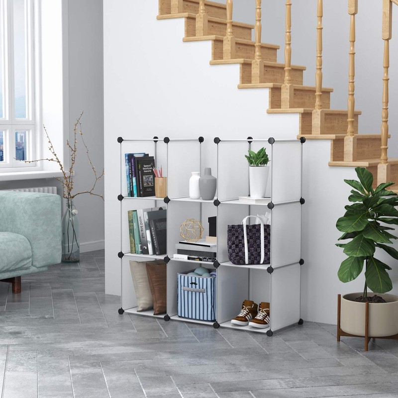 C&AHOME Cube Storage, 9-Cube BookShelf, Plastic Closet Cabinet Organizer, DIY