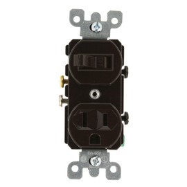 Leviton 5225 15 Amp, 120 Volt, Duplex Style Combination Single Pole Switch/Receptacle Grounding, Brown