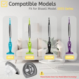 Nispira 2033 20334 1611508 Lightweight Vacuum Filter Replacement with Foam For Bissell Featherweight Stick Bagless Cleaner 20331, 20333, 20336, 20339, 2033M, 3 Packs