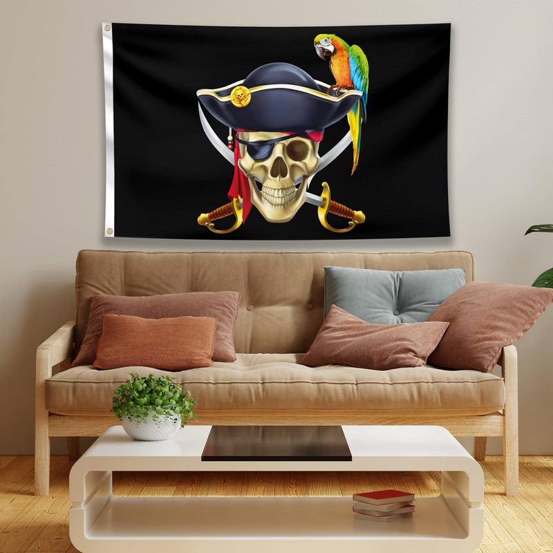 Pirate Flag 90 x 150 cm with Eyelets - Large