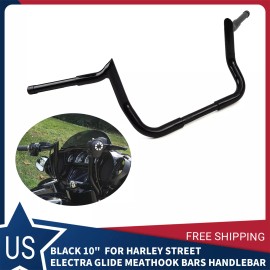 ZXMT 10" Black Meat Hook Monkey Bar Ape Hangers Handlebars For Harley Bagger Touring