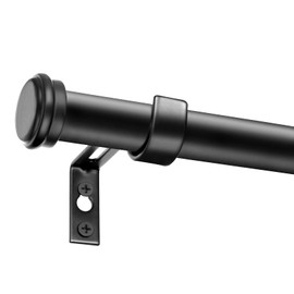 Curtain Rods for Windows 120 to 240, 1 Inch Black Curtain Rod Set, Heavy Duty Drapery Rods with Adjustable Curtain Rods, Outdoor Curtain Rod with Simple End Caps, Room Divider Curtain Rod, 120"-240"
