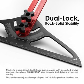 SUNLFPROD Stair Tread Template Tool - Dual Solid Nut Locking Stair Tread Tool Jig, Stair Measuring Tool Jig, Stair Step Scribe Tool, Stair Template, Stair Gauge Tool (Red-Gray)