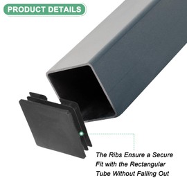 M METERXITY 8-Pack Tubing End Caps, 3 x 3 Inch Plastic Square Hole Plugs Inserts for Chair Leg/Bar Stool/Fitness Equipment, Chair Glides Fence Plug Floor Protectors