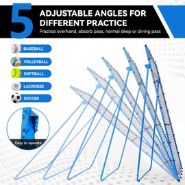 4x7ft Baseball Rebounder Anti-UV 5 Adjustable Angles Fielding Trainer, Volleyball Softball Football Rugby Baseball Bounce Back Net Anti-Skid Easy Storage Pitch Back Rebound Net with 4 Stakes