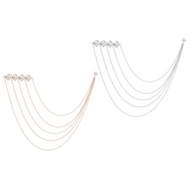 PATIKIL Rhinestone Chain Brooch Pins, 2 Pcs Square Rhinestone Tassel Chain Hanging Fashion Crystal Lapel Suit Pins for Women Men Clothes Dress Bouquet Coat Hat Bag, White