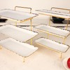 jinsongdafa 3-Tiered Serving Rack with Ceramic Tray, Foldable Gold Stand