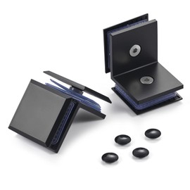 Ranbo Square Frameless Glass Clamp Connector/Shower Door Fixed Panel/Glass-to-Glass Corner Clamp,304 Stainless Steel,for 5/16" - 1/2" (8-12 mm) Thickness Glass,2 PC,Matte Black