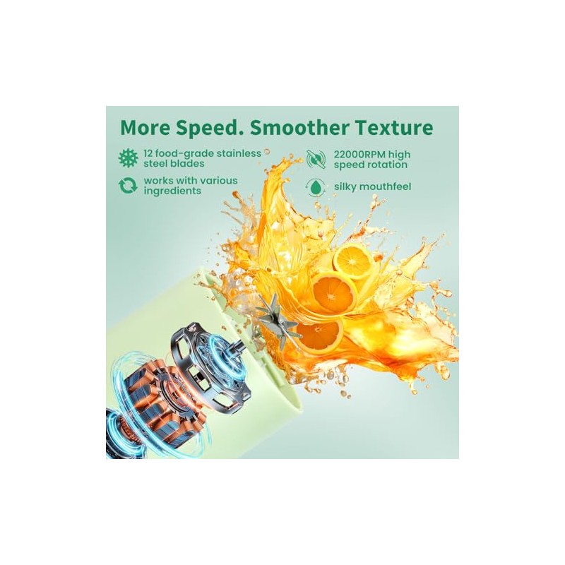 Portable Cordless Blender with Automatic Cleaning Function