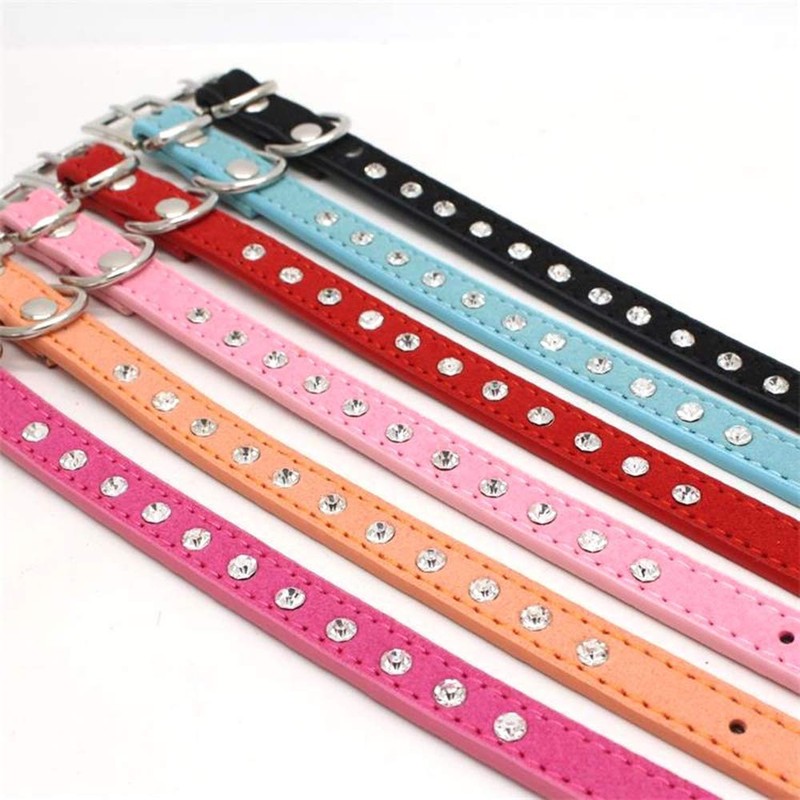 HimyBB Sparkly Diamante Dog Collar Adjustable Light Blue Small
