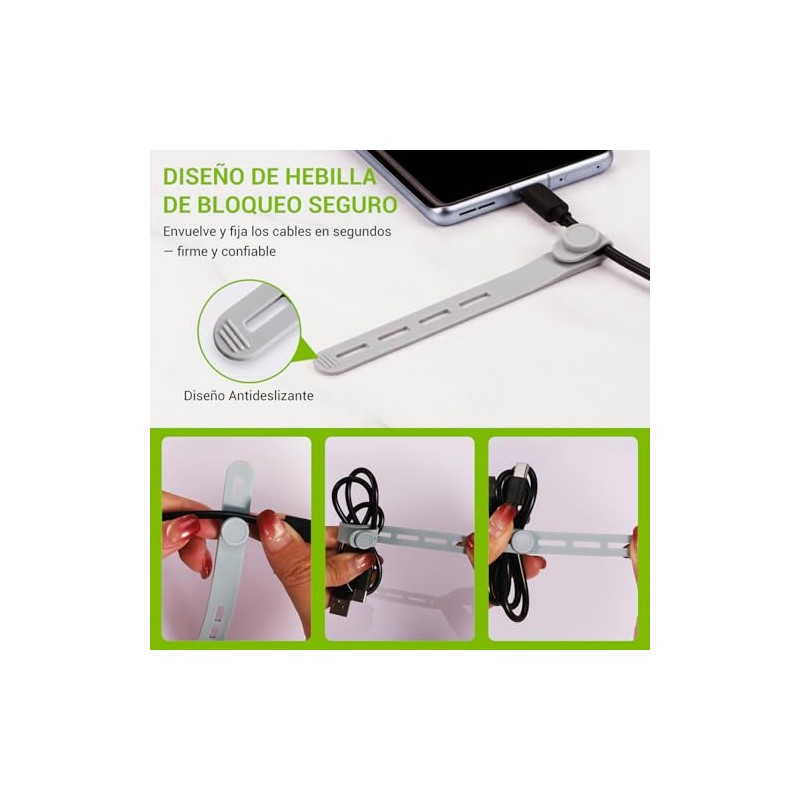 NEARPOW Organizador de Cables Ajustable, Bridas de Silicona Reutilizables y