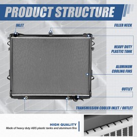Auto Dynasty Radiator Compatible with 08-19 Lexus LX570 Toyota Land Cruiser, DPI 13080 Factory Style 2-Row Cooling Radiator, Aluminum Core