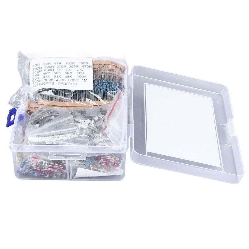 1500PCS Electronic Component Kit Resistors Transistors Ceramic Electrolytic Capacitors LED