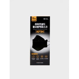 DAISO Life Shield Yellow Dust Prevention Mask KF94 Black 15 Pieces