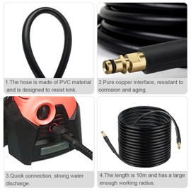 10 m High Pressure Washer Hose for Karcher K2 K3 K4 K5 K6 K7, 5800PSI High Pressure Replacement Hose with Quick Connect Plug, Jet Wash Pipe Cleaning Car Road Garden