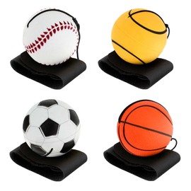 AHQiZFX Pack of 4 Wrist Return Balls, Ball with Cord, Spring Ball with Cord, Wrist Ball Children, Rubber Rebound Ball, Sports Andgelenkball, Ball on Cord, for Children Adults Playing and Wrist