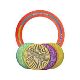 Waboba Backnine, Nomadic Disc Golf / Frisbee Throwing Flying Target Game, Portable Outdoor Garden Beach Set with 4 Wingman Discs, 1 Ring, Score Card & Carry Case, One Size