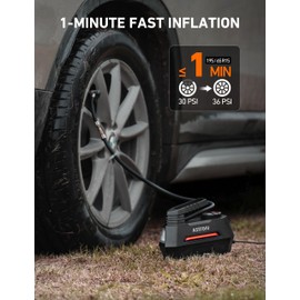 AstroAI Tire Inflator Portable Air Compressor Air Pump for Car Tires - Car Accessories, 12V Auto Tire Pump with Digital Pressure Gauge, 100PSI with Emergency LED Light for Bicycle, Balloons AC220R