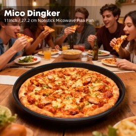 mico dingker 10.71 Inch Microwave Crisper Pan – Universal Browning Plate for Reheating Frozen Pizza, Chicken Nuggets, French Toast & More – Microwave Cookware for Crispy Results