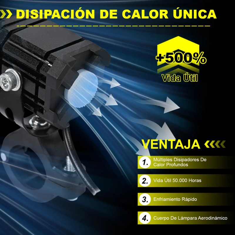 2 Faros Luces Led Auxiliares 4 Modos Lupa Para Moto