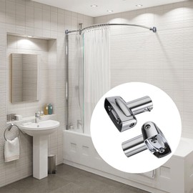 Kokone Shower Curtain Rod Bracket Set of 10 Ajustable 180° Rotation Bracket for Curved Shower Curtain Rods Sturdy Zinc Alloy Wall Mounted Shower Curtain Rod Holder for Bathroom,Wardrobe,Kitchen,Silver