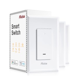 AIDA Smart Light Switch, 3 Way WiFi Smart Switch, Compatible with Alexa and Google Home, Neutral Wire Required, 2.4Ghz WiFi Switch for LED, CFL, Incandescent Bulbs, No Hub Required, White, 3 Pack