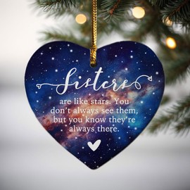 Sisters Are Like Stars Keepsake Gift, Christmas Ornament for Sister, Christmas Gift for Soul Sister, Besties Ceramic Ornament, Xmas Soul Sister Gifts, With Gift Box
