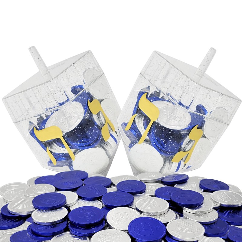 The Dreidel Company 6-Pack Dreidel Filled with Blue and Silver