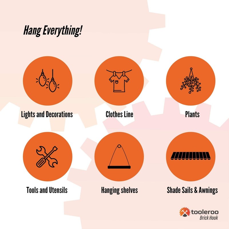 5 Pack 120mm (4.7") Brick Hooks - Wall Crab Clips