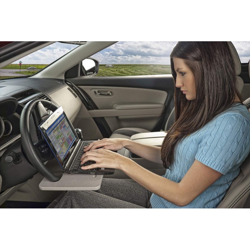 AutoExec Wheelmate Car Steering Wheel Tray Vehicle Desk, Grey with