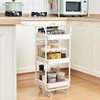 TOOLF 3-Tier Storage Rolling Cart, Kitchen Utility Cart with Wheels,