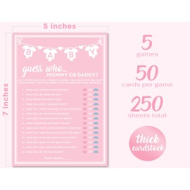 Party Hearty Baby Shower Games for Girl, 250 pcs Pink 5 Games Activities Cards, Funny Baby Shower Games, Baby Shower Ideas