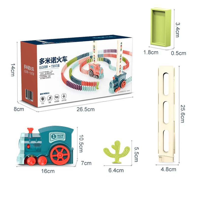 Domino Train Blocks Set Electric Train Model Auto Drop Building