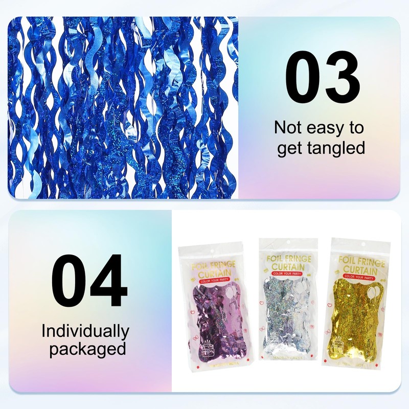 PATIKIL 4 Pack Party Backdrop Decoration, 1mx2m Tinsel Streamer Foil