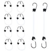 PDETVEO 10PCS 4 Inch Mini Bungee Cords with Hooks, White