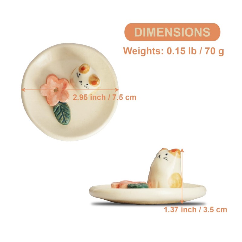 COTONOHA Charming Animal Series Ceramic Incense Holder, Japanese Pottery, Perfect