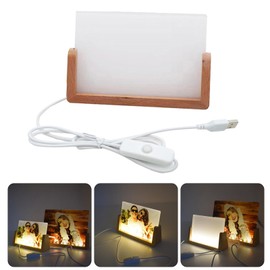 LEYILE Sublimation Acrylic Blank Photo Frame with LED Light and Wood Stand Picture Frame for Heat Press Machines Printing, 15.30 * 20.30 * 1cm