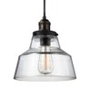Feiss P1348PAGB/DWZ Baskin Glass Pendant Lighting, Brass, 1-Light (10"Dia x