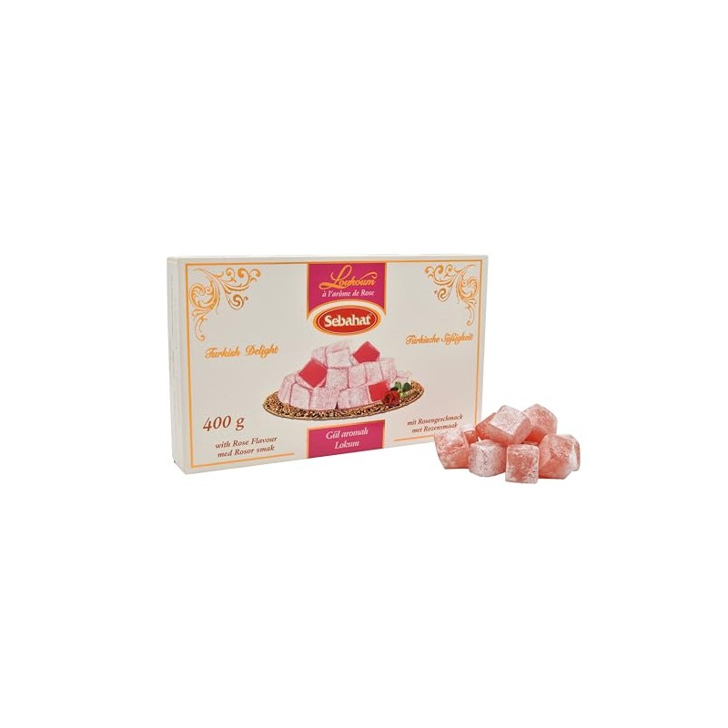 Sebahat Turkish Delight Lokum in Gift Box (Rose Flavour, 400g)